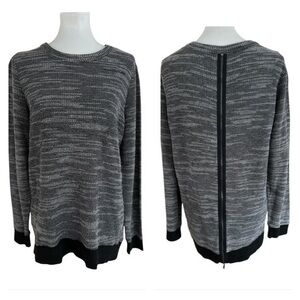 Lou & Grey marled gray and black zipper black sweater